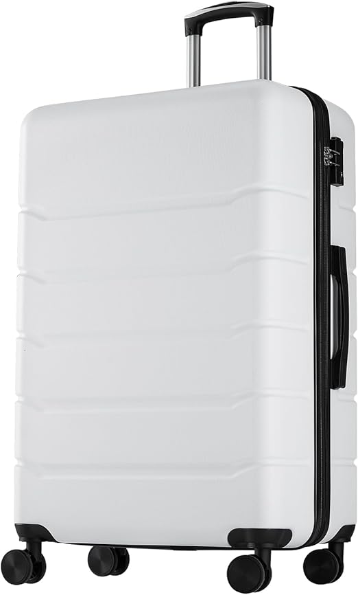 Sweetcrispy Carry on Luggage, Hard Shell ABS Suitcase with Double Spinner Wheels, Lightweight Expandable Rolling Suit Case with TSA Lock, 24 Inch Cream White
