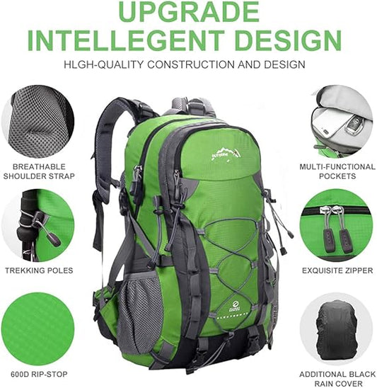 INOXTO lightweight Hiking Backpack 35L/40L Hiking Daypack with Waterproof Rain Cover for Travel Camping Outdoor Men and Women
