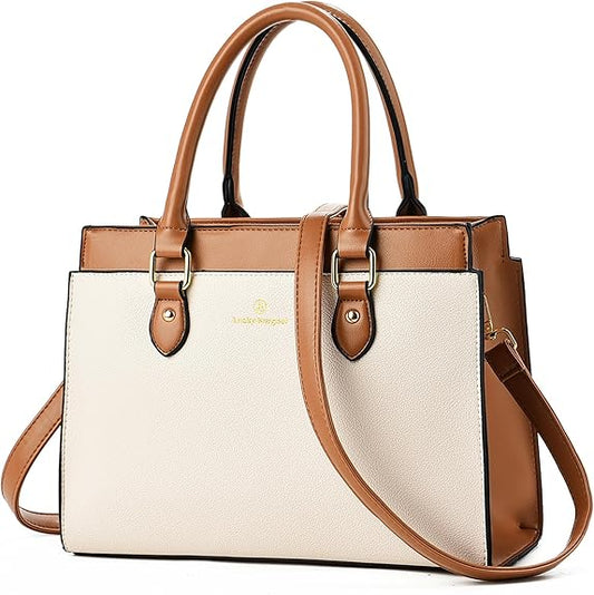 KURGOOL Handbags Purses for Women, Trendy Leather Dual-tone Tote Purse, Designer Handbag Shoulder Bag Top Handle Satchel Bags