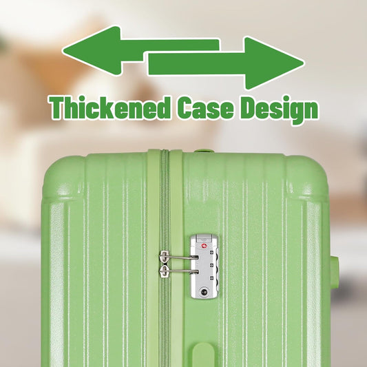 Carry-on 20 Inch and 28 Inch Square Thickened ABS+PC Hard Shell luggage, Avocado Green