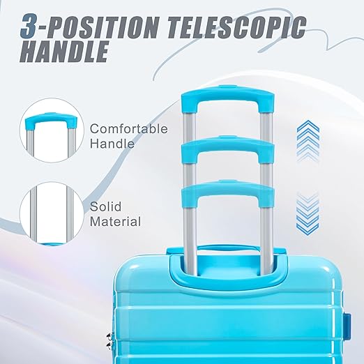 Merax 3 Luggage Sets, ABS Hardshell Suitcase Spinner Wheels with Lock, Blue and Navy, 20/24/28 Inch