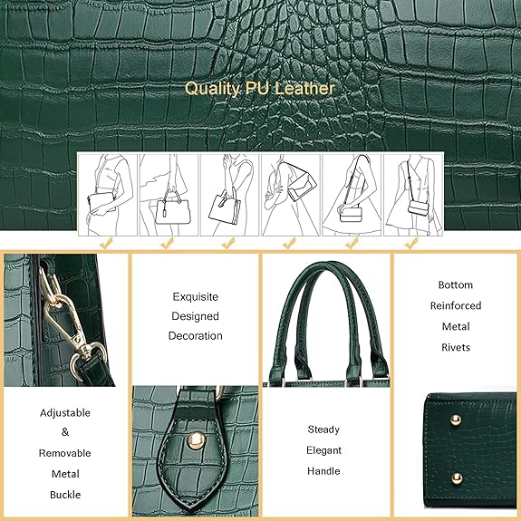 CHICAROUSAL Crossbody Purses and Handbags for Women PU Leather Tote Top Handle Satchel Shoulder Bags