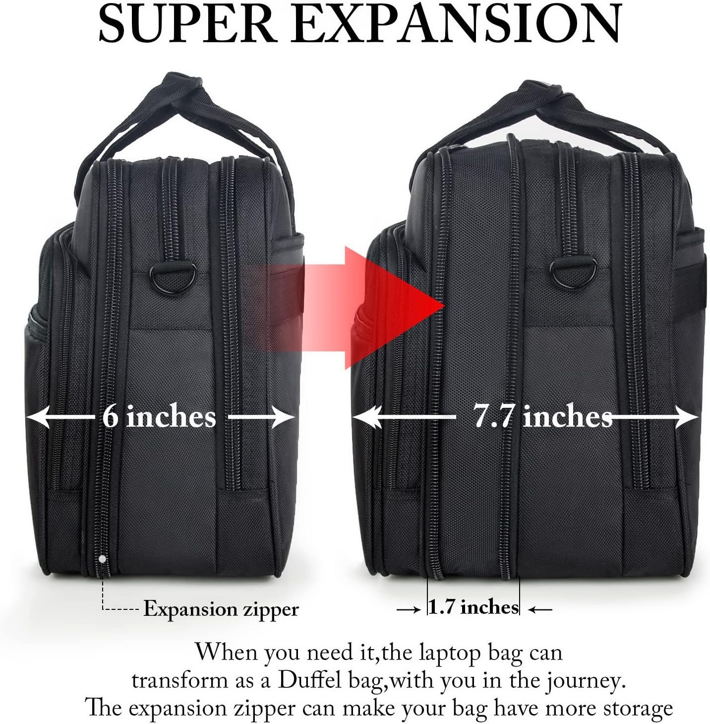 Ytonet Laptop Briefcases for Men, 17 Inch Expandable Briefcase Computer Bags for Laptop for Men, Water Resistant Multi Compartments Men's Work Bag with Luggage Strap for Bussiness Travel, Black