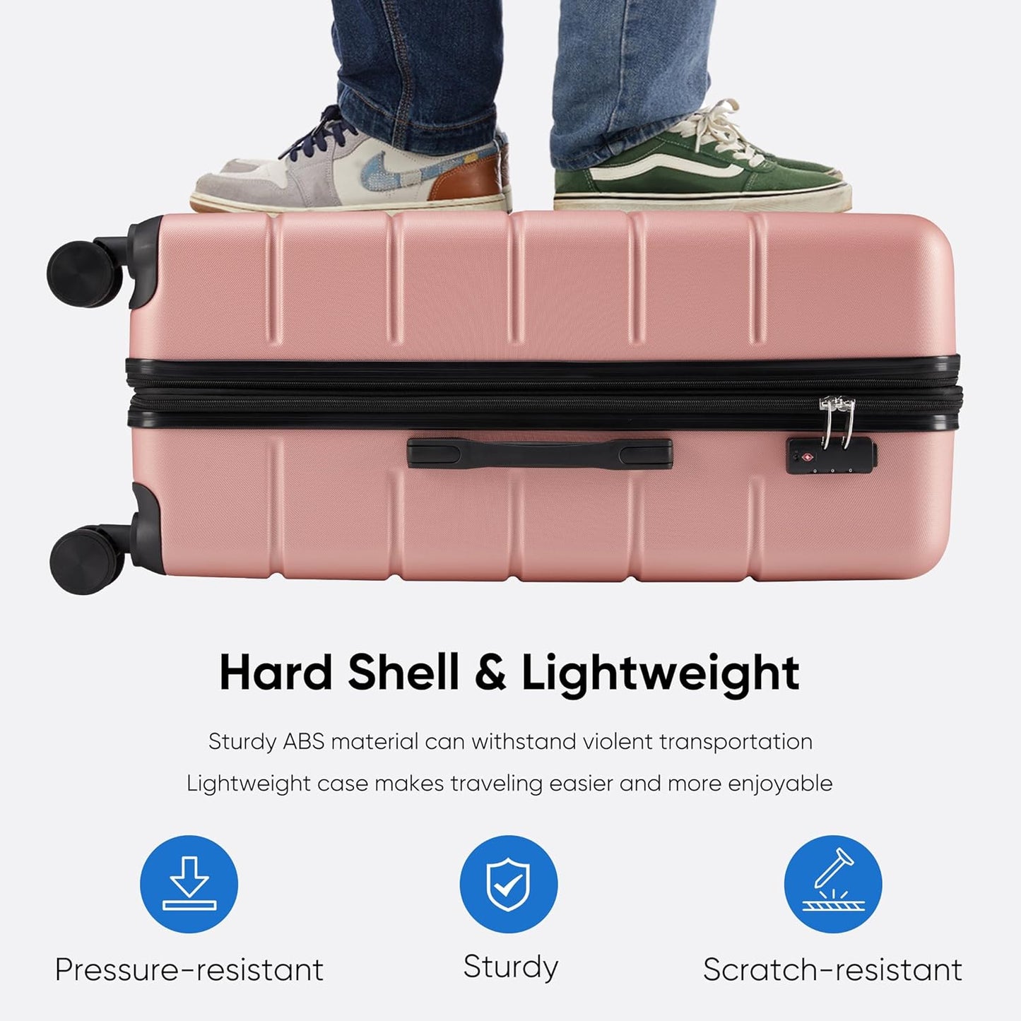 OLIXIS 28 Inch Luggage, Hardside Checked Suitcase with Spinner Wheels, Lightweight ABS Hard Shell Travel Luggage, TSA Approved Lock, Expandable Large Suitcase for Business & Travel–Pink