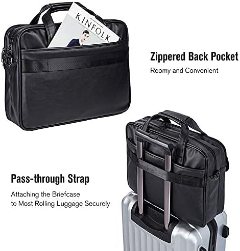 seyfocnia Men's Business Travel Briefcase Leather Handmade Messenger Bags Laptop Bag