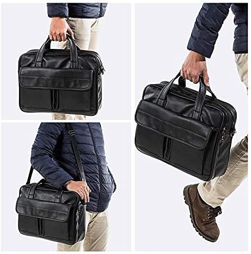 seyfocnia Men's Business Travel Briefcase Leather Handmade Messenger Bags Laptop Bag