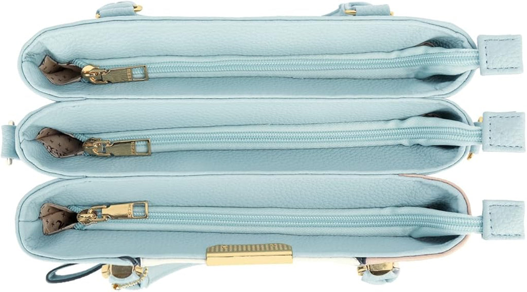 KKXIU 3 Zippered Compartments Purses and Handbags for Women Top Handle Satchel Shoulder Ladies Bags