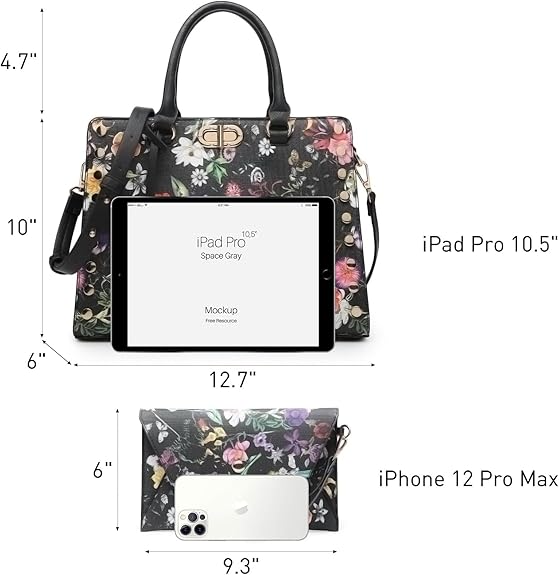 Dasein Women Medium Satchel Handbag Work Tote Shoulder Bag Top Handle Purse with Matching Clutch 2pcs Set