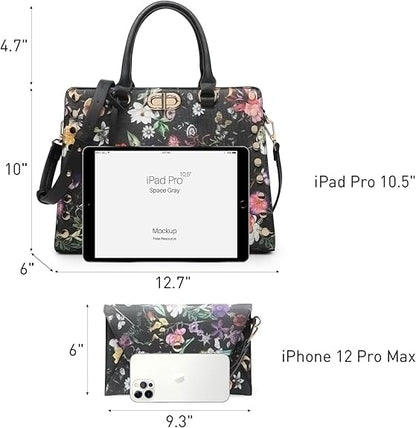 Dasein Women Medium Satchel Handbag Work Tote Shoulder Bag Top Handle Purse with Matching Clutch 2pcs Set