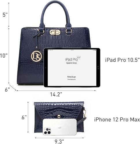 Dasein Women Handbags Purses Ladies Work Purse Satchel Tote Top Handle Shoulder Bags with Matching Clutch