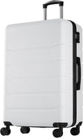 Sweetcrispy Carry on Luggage, Hard Shell ABS Suitcase with Double Spinner Wheels, Lightweight Expandable Rolling Suit Case with TSA Lock, 24 Inch Cream White