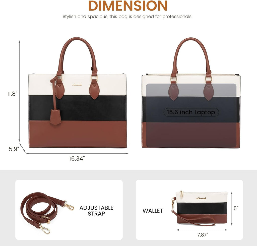 LOVEVOOK Laptop Tote Bag for Women, 15.6 Inch Work Bags, Waterproof Computer Bags with Clutch Purse, Large Capacity Messenger Bag for Teacher College Business Office