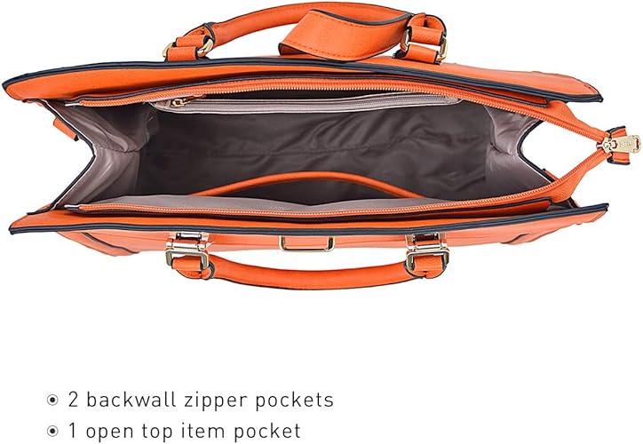 Women's Handbag Flap-over Belt Shoulder Bag Top Handle Tote Satchel Purse Work Bag w/Matching Wristlet