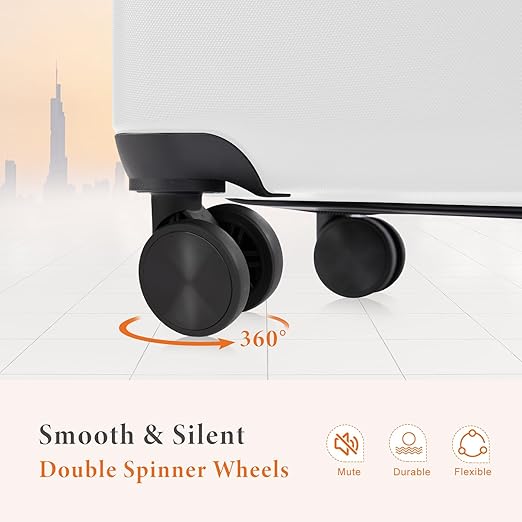 Sweetcrispy Carry on Luggage, Hard Shell ABS Suitcase with Double Spinner Wheels, Lightweight Expandable Rolling Suit Case with TSA Lock, 24 Inch Cream White