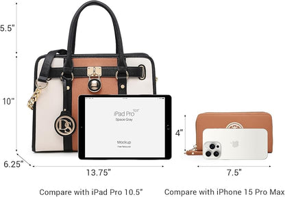 Dasein Handbags Purses Set for Women Top Handle Satchel Shoulder Bags Large Work Tote Bag with Matching Wallet