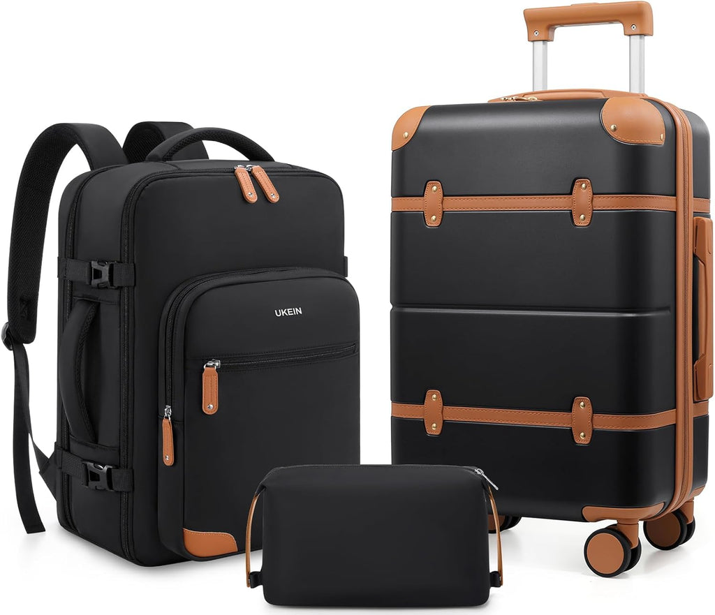 Luggage Sets 3 Piece, Expandable 100% PC Hardshell Suitcase with Spinner Wheels, 20in Suitcase Set with TSA Lock for Women, Carry On Luggage with Travel Backpack