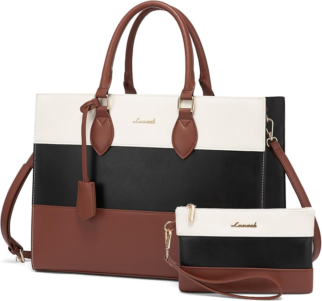 LOVEVOOK Laptop Tote Bag for Women, 15.6 Inch Work Bags, Waterproof Computer Bags with Clutch Purse, Large Capacity Messenger Bag for Teacher College Business Office