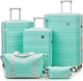 imiomo Hard Shell Luggage Sets 5 Piece for Women, Lightweight Hardside Rolling Suitcase Set with Spinner Wheels and TSA Lock, Green