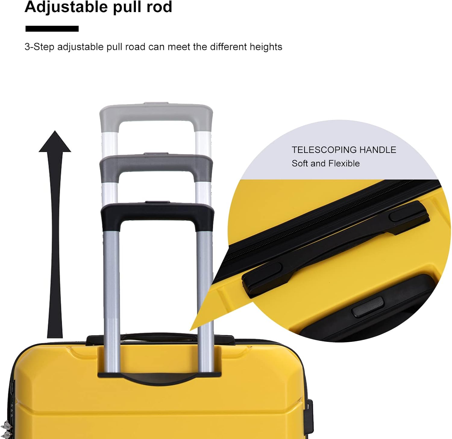 Travelhouse Luggage Sets 3 Piece PP Suitcase Set Hardside Spinner Wheel Luggage Clearance Lightweight TSA Lock for Travel, Business(20/24/28)(Yellow)