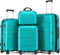 LARVENDER Luggage Sets, Luggage 4 Piece Set, Expandable Luggage Set Clearance Suitcases with Spinner Wheels Luggage with TSA Lock (Aqua Blue)