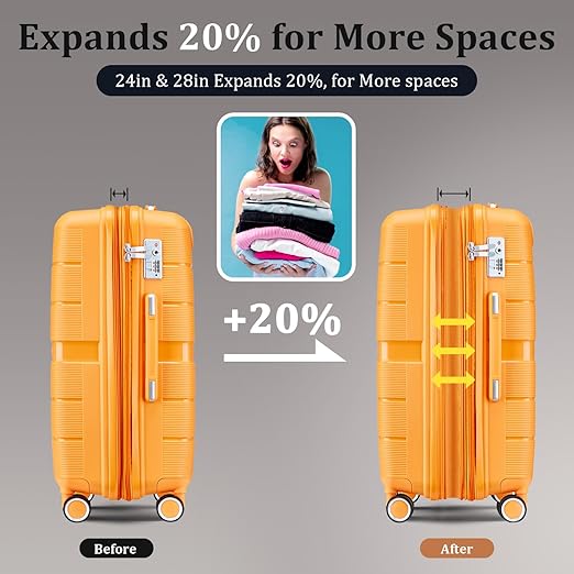 4-Piece Hardshell Luggage Set with TSA Locks, Expandable Suitcases and Silent Spinner Wheels - Vibrant Colors for Easy Identification (14/20/24/28 Inch) - Family Travel Suitcase Sets