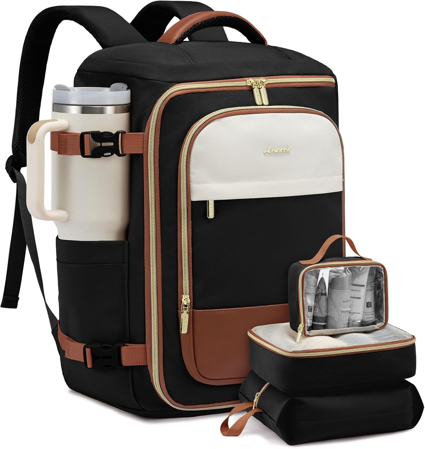 LOVEVOOK 40L Travel Backpack for Women, TSA Approved Carry On Backpack with 3 Packing Cubes, Personal Item Bag Fits 17" Laptop, Water-resistant Carry On Bag for Airplanes