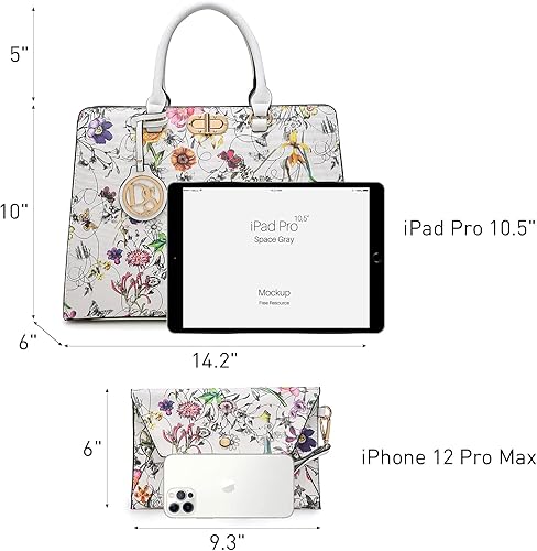 Dasein Women Handbags Purses Ladies Work Purse Satchel Tote Top Handle Shoulder Bags with Matching Clutch