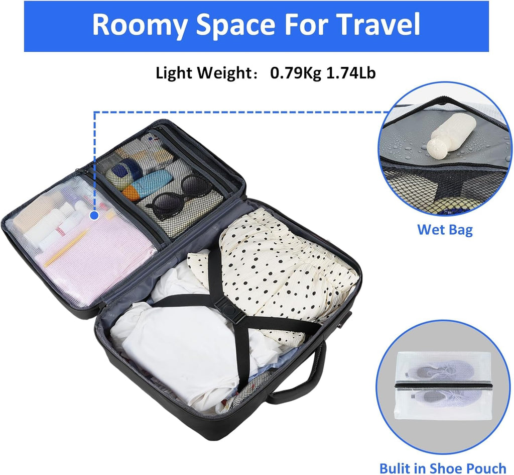 Taygeer Travel Laptop Backpack for Men Women, Airplane Approved Travel Backpack Suitcase with Usb Charging Port, Lightweight College 35l Luggage Bag 15.6inch Laptop Mochila Gifts for Business,Black