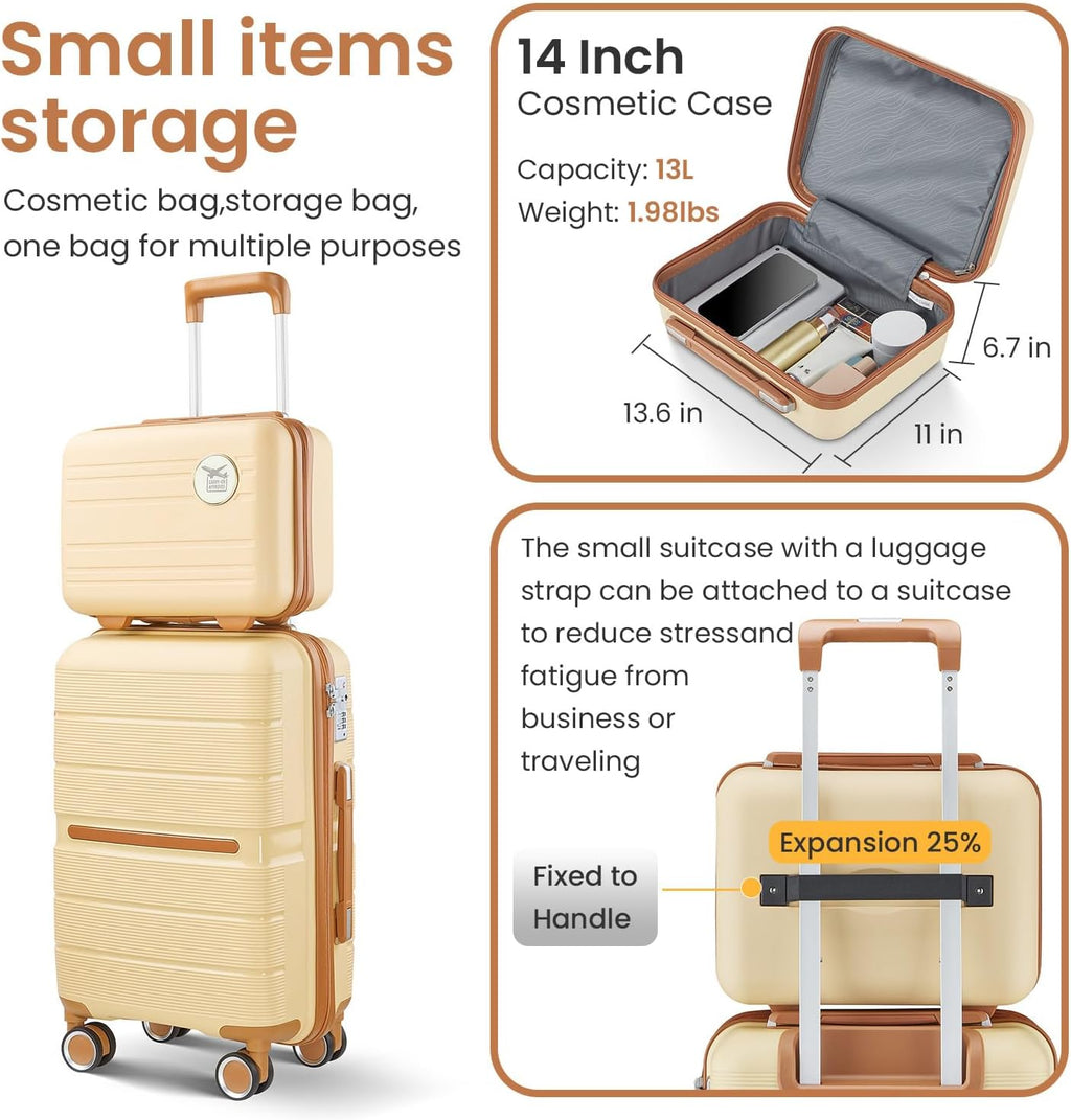 4-Piece Hardshell Luggage Set with TSA Locks, Expandable Suitcases and Silent Spinner Wheels - Vibrant Colors for Easy Identification (14/20/24/28 Inch) - Family Travel Suitcase Sets