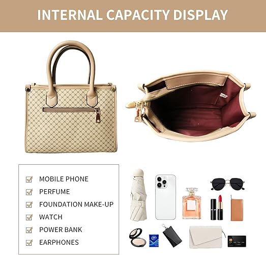 Tigpoy 3pcs Purses and Handbags Set for Women, Top-Handle Tote, Satchel Shoulder Bag & Matching Wallet and Card Purse