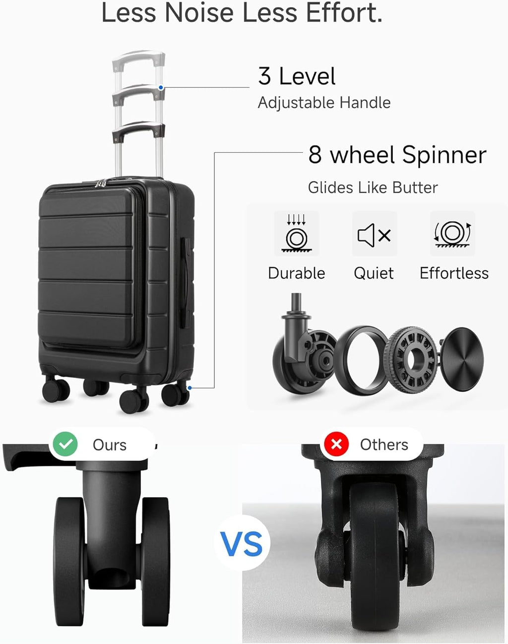 Carry On Luggage 22 x 14 x 9 Airline Approved, H1F Front Pocket Hardside Suitcase with Spinner Wheels, TSA Lock, Includes Tote Bag (FX-Lite, Beige, 3 Piece Sets)