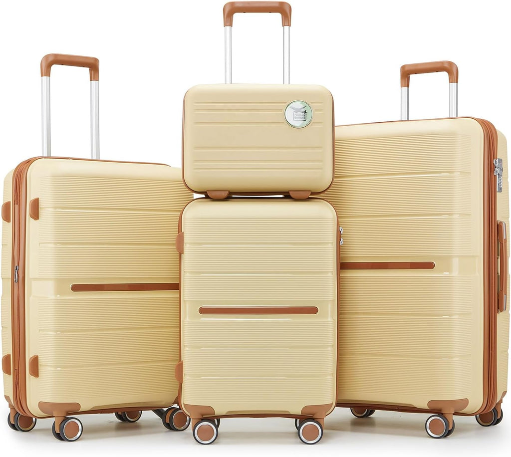 4-Piece Hardshell Luggage Set with TSA Locks, Expandable Suitcases and Silent Spinner Wheels - Vibrant Colors for Easy Identification (14/20/24/28 Inch) - Family Travel Suitcase Sets