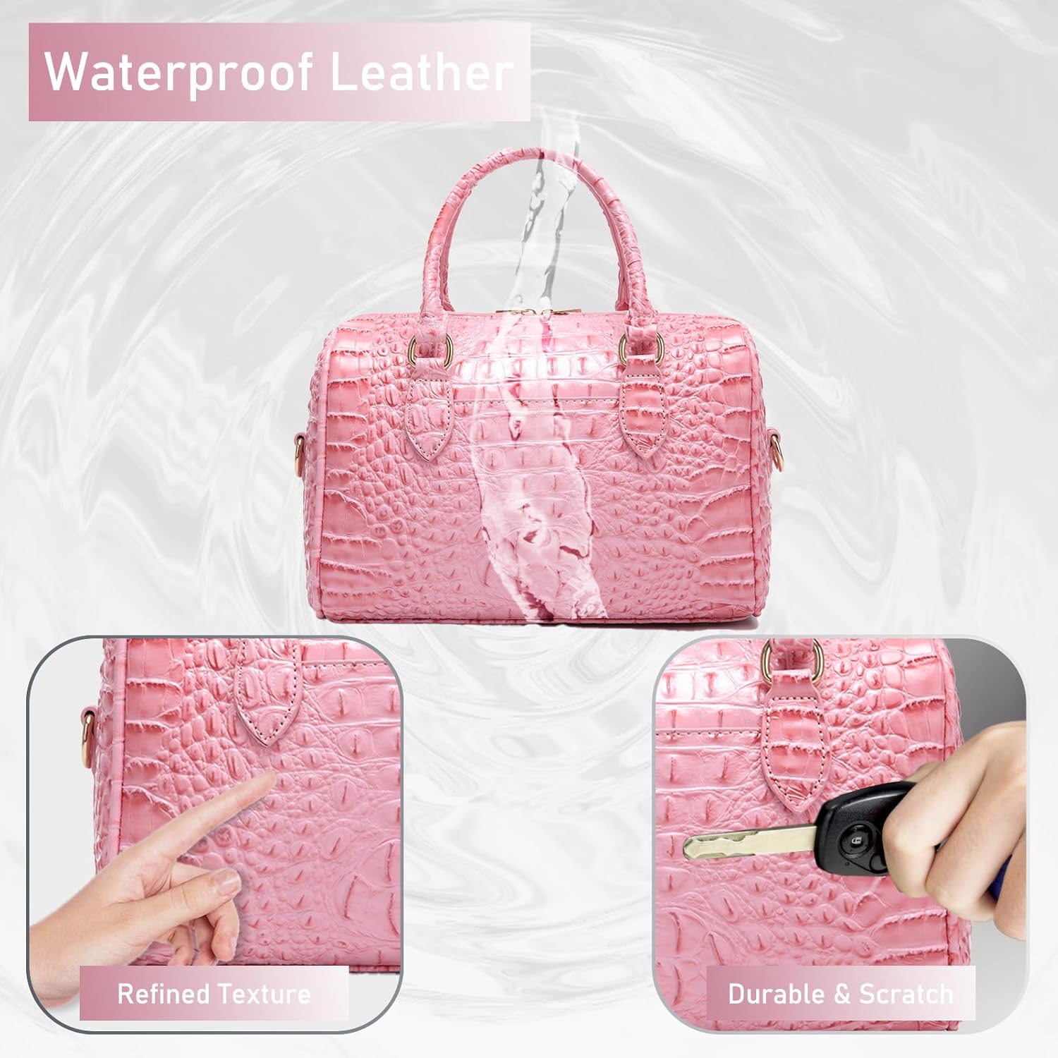 Makcr Joacbv Top-Handle Crocodile Purses For Women Crossbody Leather Bags Trendy Large Capacity Tote with Shoulder Strap