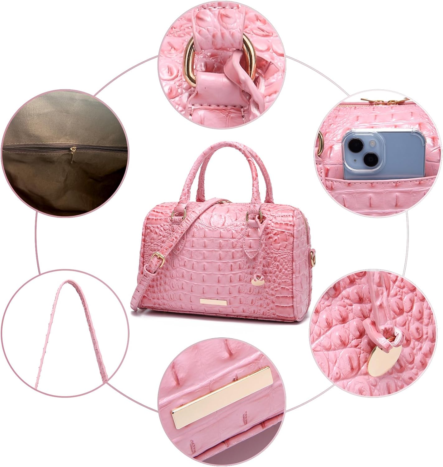 Makcr Joacbv Top-Handle Crocodile Purses For Women Crossbody Leather Bags Trendy Large Capacity Tote with Shoulder Strap