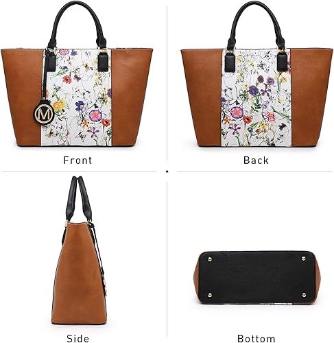 MKP Women Two Tone Large Tote Bags Top Handle Satchel Handbags Purses Set 2pcs