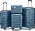 4 Piece Expandable Hardshell Pink Luggage Sets with Spinner Wheels, Lightweight Travel Suitcase Set with TSA Locks, 20 inch Carry On (Peacock Blue, 4 Piece Set (14in/20in/24in/28in))