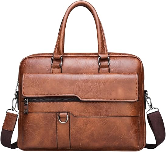 leather Laptop Bag for Men 16 inch Laptop Briefcase Waterproof,Handbags Shoulder Crossbody Bag Business