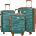 Romswi 3 Piece Luggage Sets, Expandable PC+ABS Hardshell Suitcase Set with TSA Lock YKK Zipper and Dual Spinner Wheels, Large Checked Travel Suitcases, 22/26/30 Inch, Green