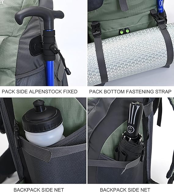 Bseash 50L Hiking Backpack, Water Resistant Lightweight Outdoor Sport Daypack Travel Bag for Camping Climbing Skiing Cycling (Blue - No Shoe Compartment)