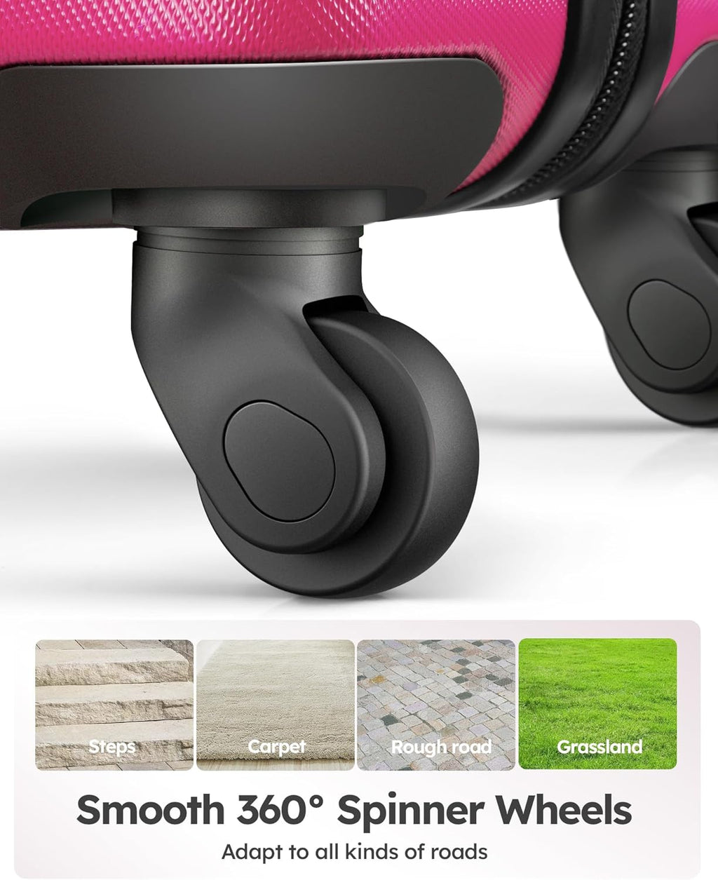 Suitour Luggage 3 Piece Sets Hard Shell Luggage Set with Spinner Wheels, TSA Lock, 20 24 28 inch Travel Suitcase Sets,Rose Red