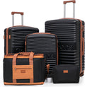 Cobens 5 Piece Luggage Sets with Spinner Wheels and Tsa Lock, Unisex Hardshell ABS Suitcase Set, Lightweight Hardside Waterproof Travel Suitcases for Men Women, 20/24/28in Black