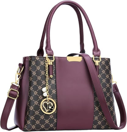 KKXIU 3 Zippered Compartments Purses and Handbags for Women Top Handle Satchel Shoulder Ladies Bags