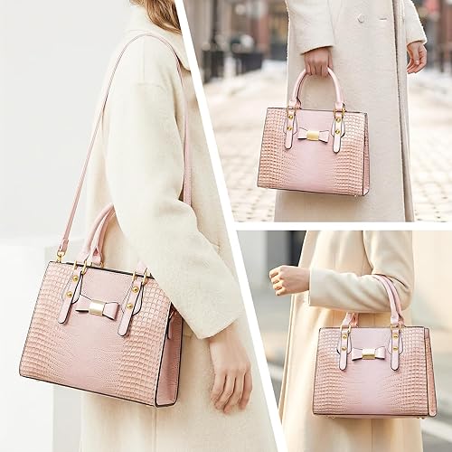 Tigpoy 2Pcs Purses and Handbags for Women, Shoulder Top Handle Bags Satchel Purses for Women Bow Birkin Bags for Women