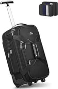 MATEIN Wheeled Duffle Bag Luggage, Carry On Duffle Bag with Wheels & Insulated Side Pockets, 21 Inch Rolling Luggage with Wet Pocket for Men, Business, Black