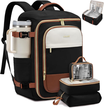 LOVEVOOK 40L Travel Backpack Carry on Flight Approved,Travel Bag for Women with 3 Packing Cubes, Personal Item Bag Fits 17" Laptop, Water-resistant Carry On Backpack for Airplanes