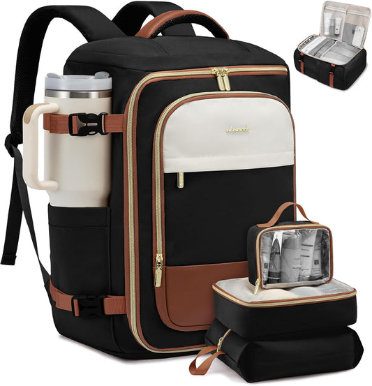 LOVEVOOK 40L Travel Backpack Carry on Flight Approved,Travel Bag for Women with 3 Packing Cubes, Personal Item Bag Fits 17" Laptop, Water-resistant Carry On Backpack for Airplanes