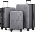 SHOWKOO Luggage Sets 3 Piece Hardside Expandable Lightweight PC Suitcase Sets with Double Spinner Wheels TSA Lock YKK Zipper, Sliver Gray