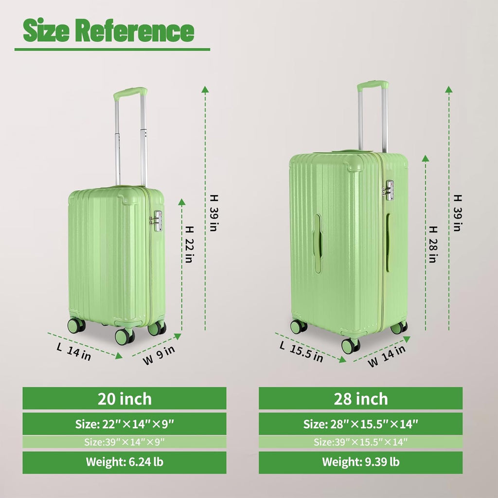 Carry-on 20 Inch and 28 Inch Square Thickened ABS+PC Hard Shell luggage, Avocado Green