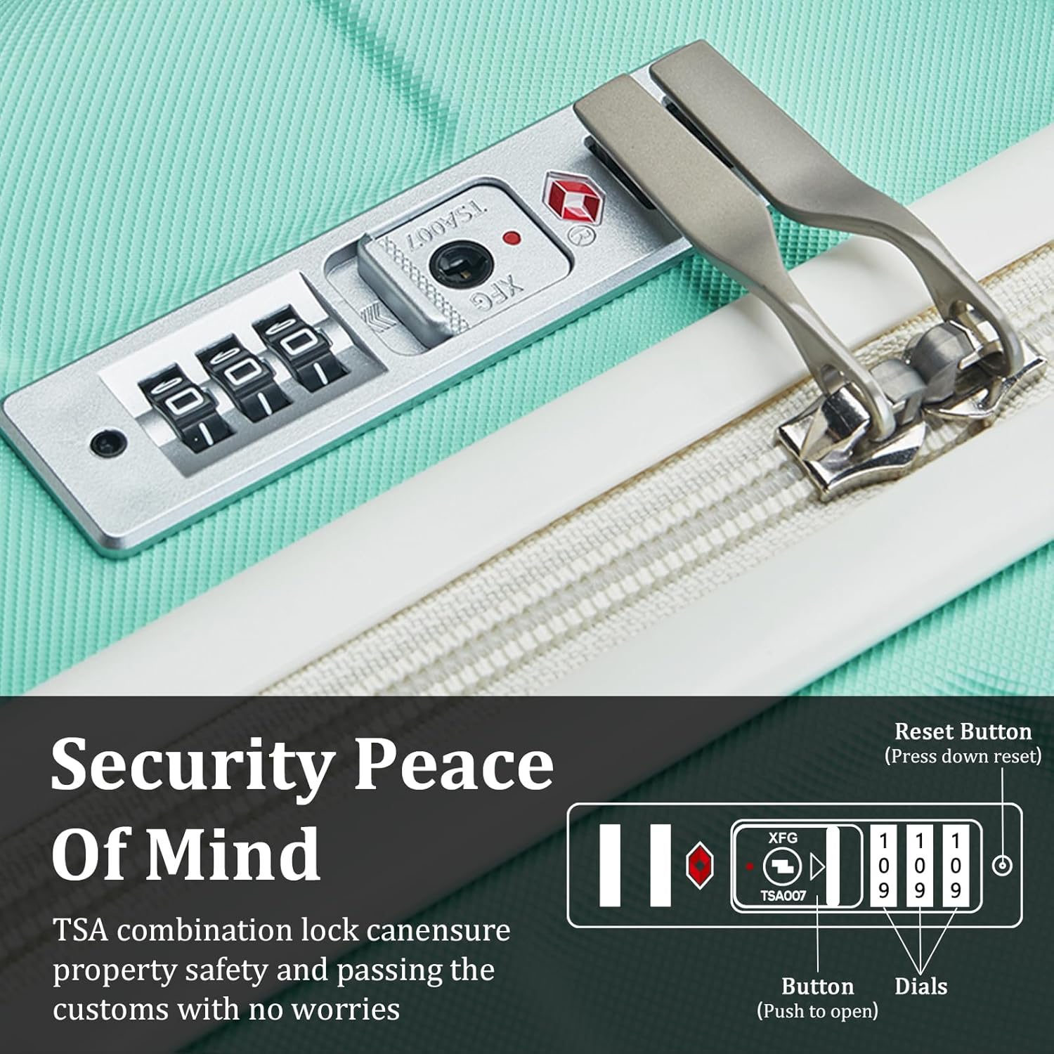 imiomo Hard Shell Luggage Sets 5 Piece for Women, Lightweight Hardside Rolling Suitcase Set with Spinner Wheels and TSA Lock, Green