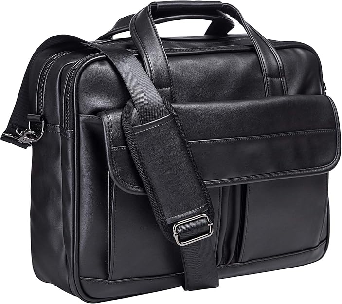 seyfocnia Men's Business Travel Briefcase Leather Handmade Messenger Bags Laptop Bag